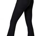Sunzel Sunzfly Invisible Butt Scrunch Flare Leggings for Women, Mini Flared Yoga Pants with Tummy Control and High Waist (Black, XS)