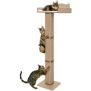 Cat Window Perch with Thick Sisal Scratching Post, Cat Hammock for Window, 53.5" Adjustable Tall Cats Scratching Post with 2 Upgrade Suction Cups, Cats Window Bed with Fuffy Cushion, Jute, L