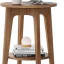 VASAGLE MAEZO Collection - Side Table, 2-Tier Small Round End Table, Nightstand with Tapered Legs, Curved Transitions, for Small Spaces, Living Room, Bedroom, Honey Brown ULET283T41, 15.8"D x 15.8"W x 19.7"H