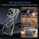 X Case for iPhone 14 Pro Case 6.1",with Kickstand 360Rotatable Magnetic Ring Stand,[Compatible with MagSafe] Shockproof Aluminum Metal Phone Case Slim & Light Phone case,Gray (Black)