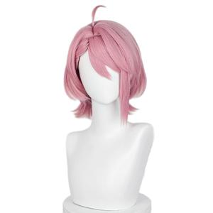 Half and Half Aira Shiratori Cosplay Wig DAN DA DAN Short Pink Anime Wigs with Bangs Light Pink Costume Wigs for Women Halloween Party Daily