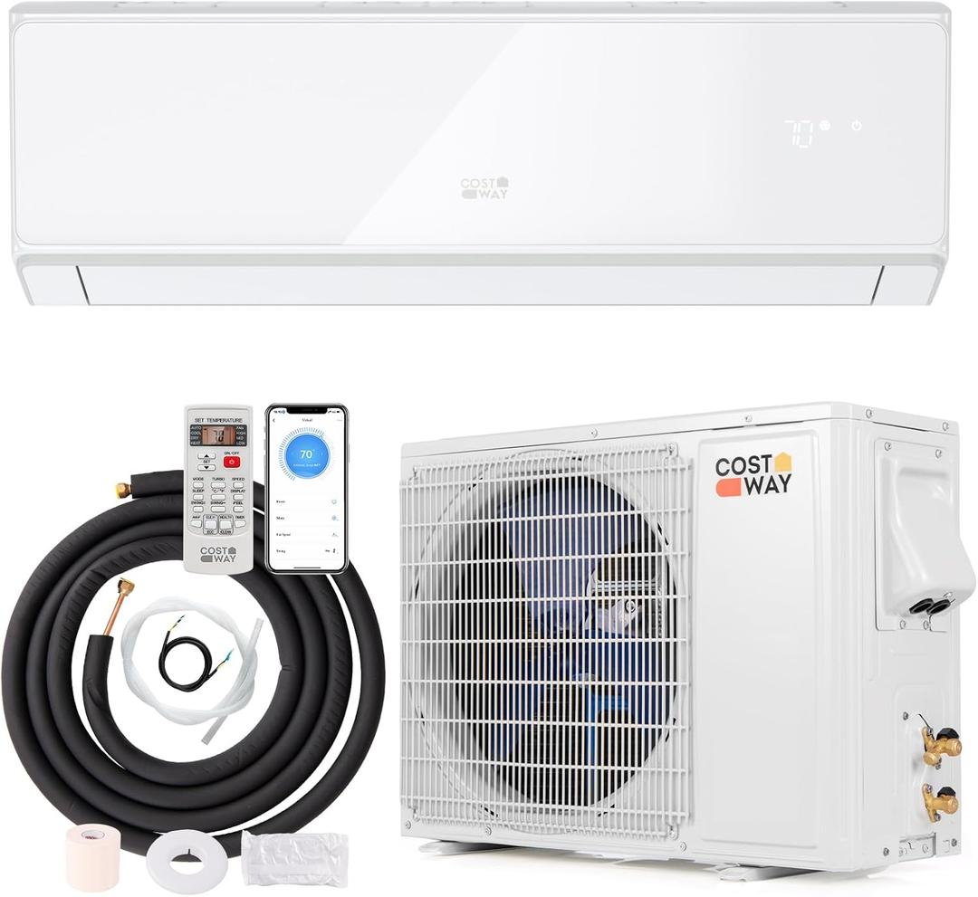 12000 BTU Wifi Enabled Mini Split Air Conditioner & Heater, 22 SEER2 208-230V Inverter AC Unit Cools up to 750 Sq. Ft, Energy Efficient, Heat Pump (White, 12000BTU, 208-230V, 22 SEER2-WIFI)