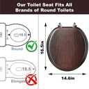 Round Wood Toilet Seat Support 400 lbs, Heavy Duty Wooden Toilet Seat with Natural Wood Veneer for Bathroom, Dark Walnut Toilet Lid with Chrome Hinges, Grip-Tight Bumpers, Easy Clean, Easy Install