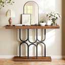 Huuger 47.2 Inch Entryway Table, Industrial Console Sofa Table, Narrow Accent Table, for Entry, Hallway, Entrance, Foyer, U-Shaped Metal Base, Rustic Brown