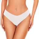 Acvvtis Seamless Thongs - No Show Underwear Pack - Breathable Panties for Women - Colorful 6 Thongs, Set of 2, L