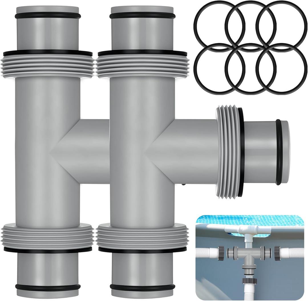 2 Pack 1.5" to 1.5" T-Joint Pool Hose Connector, Filter Pump Hose Connector for Above Ground Swimming Pool, 3 Way Pump Connectors for Filter Pumps Parts and Accessories
