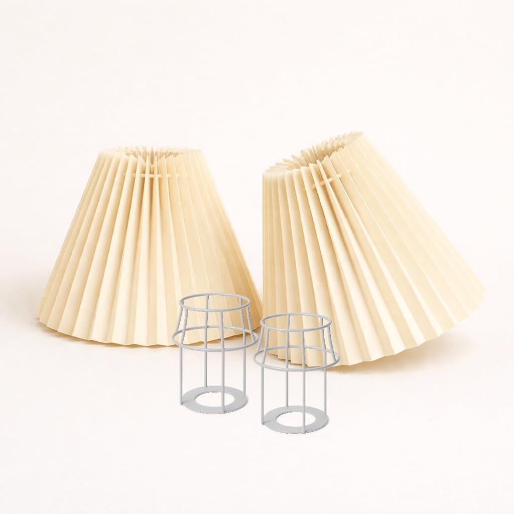 Small lampshades for table lamps, pleated, set of 2. Suitable for E27. 9"x6.2" Compatible with any interior. (Ivory)