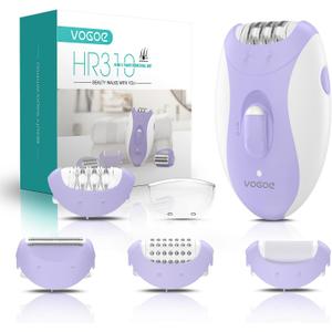 Epilator for Women-Cordless Epilators Hair Removal for Women, 4-in-1 Electric Razor Hair Remover, 2 Speeds & 21 Tweezers for Face Legs Arms Armpit Bikini, Purple HR310