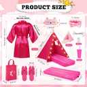 4 Set Sleepovers Teepee Tents Spa Slumber Party Robes Supplies Bulk with Inflatable Airbed and Light String, Birthday Favors Gift Indoor Outdoor (Complete,3 Pink 1 Rose Red)