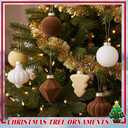 Syhood 40 Pcs Velvet Christmas Ornaments Set 3.15'' Flocked Christmas Tree Ball Ornaments Bulk Shatterproof Plastic Assorted Xmas Tree Decorations Cream Velvet Ball for Holiday Decor(Beige)