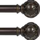 TANGWIN Bronze Farmhouse Curtain Rods for Windows:Heavy Duty Adjustable Curtain Rod for Bedroom Living Room,Boho Decorative Rustic Drapery Rods with Vintage Coastal Finial,Antique Bronze 2 Pack 18-45"