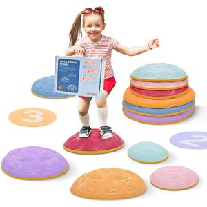 OUTREE Stepping Stones for Kids, 6 Pcs Balance Training and Sensory Coordination Turtle Stepping Stones for Obstacle CourseNon-Slip Bottom Balance Stones for Indoor or Outdoor Play