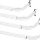 4 Pieces Adjustable Curtain Single Rod Heavy Duty Door Window Curtain Rod Pan Lid Organizer for Home Windows Doors kitchen Valance Sash Curtains (28-48inch)