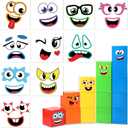 Frienda 20 Pcs Number Birthday Party Decoration Stickers Blocks Themed Blocks Face PVC Stickers Adhesive in 10 Designs for Decoration Birthday Party Supplies