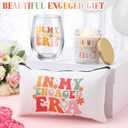 3 Piece Engaged Gift Set Engaged Wine Glass Canvas Makeup Bag Theme Candle with Jar for Wedding Party Engagement Gifts for Couple Bachelorette Women