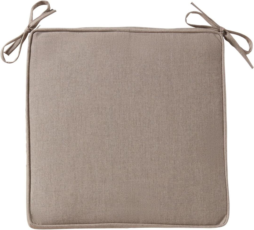 Sunbrella 18" x 18" Dining Chair Pad Cushion with Corded Edge, Soft Fiber Batting Insert, Removable Reversible Cover & Ties - Cast Shale