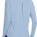 MoFiz Women's UPF 50+ Sun Protection Long Sleeve Shirts for Hiking Running Athletic Quick Dry Loose Fit Workout Tops (Blue, M)