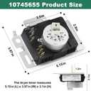 W10745655 Dryer Timer Compatible With Whirlpool, M-aytag, Amana, 230VAC 60Hz Timer Control, NED4655EW1 Replacement For W10857612, AP6003908, 4454384, PS11731366, W10745655