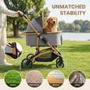 Iononeed 3-in-1 Dog Stroller with Rain Cover, Quick Foldable, Detachable Carrier & Car Seat, for Medium Dogs Cats Up to 50 lbs, Anti-Shock Solid Rubber Wheels, Grey