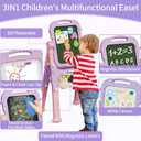 Easel for Kids Age 2-4 Toddlers Art Chalkboard and White Board Double Side with Chair Height Adjustable Drawing Writing Learning Toy for Age 2 3 4 5 Year Boys Girl Educational Birthday Gifts