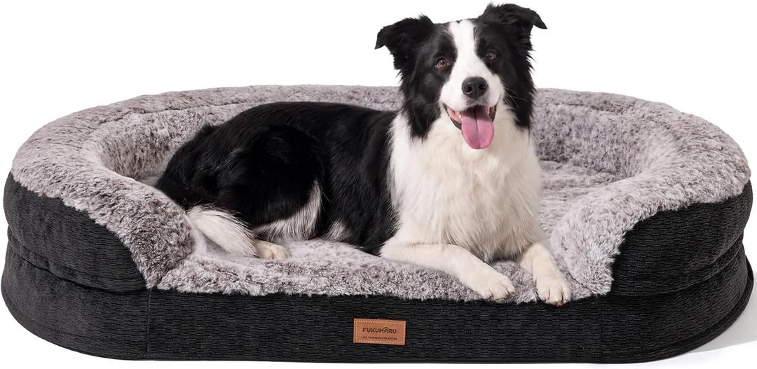 FUKUMARU Large Dog Bed, Thickened Orthopedic Sofa Bed, Waterproof &Washable