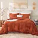 Andency California King Comforter Set Burnt Orange - 3 Pieces Cal King Boho Terracotta Lightweight Bedding Comforter Sets, Oversized All Season Soft Bed Set (104x96In Comforter & 2 Pillowcases)
