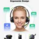 Wireless Headset with Mic for Work, AI ENC Noise Cancelling for Clear Call Meeting, Work Headset with Charge Stand for Remote & Office, Bluetooth 5.3 & 2.4G Dongle Headset for PC, Phone, Teams, Zoom