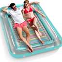 Inflatable Tanning Pool Lounger Float - Jasonwell 4 in 1 Sun Tan Tub Sunbathing Pool Lounge Raft Floatie Toys Water Filled Tanning Bed Mat Pad for Adult Blow Up Kiddie Pool Kids Ball Pit Pool (XL) (Green with Reflective Base)