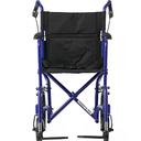 Aluminum Transport Chair with 12" Wheels, 19" Seat Width, 300 lbs. Weight Capacity, Swing-away Footrests, Full-lenth and Permanent Arms, Blue Frame with Black Upholstery