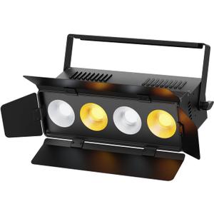 Stage Lights with Barn Doors, 4x50W LED Par Can Lights DMX512 Sound Activated, Cool White and Warm White COB Spotlights Uplights for Events Wedding Parties Concert Church Theater Stage