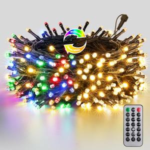 Joomer Color Changing Christmas Lights, 66FT 200 LED String Lights with Remote Timer Dimmable Connectable Fairy String Outdoor Waterproof for Christmas Decoration (Warm White to Multicolor)