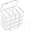 4 Pack 8 Grids Bead Organizer and Storage, Clear Plastic Storage Containers with Removable Dividers and Labels Small Tackle Box Organizer for Jewelry Crafts Electronics Small Parts