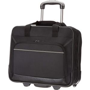 Amazon Basics Rolling Wheeled Laptop Bag, 15.6 in, Black, Sturdy with Compartments and Locking Handle