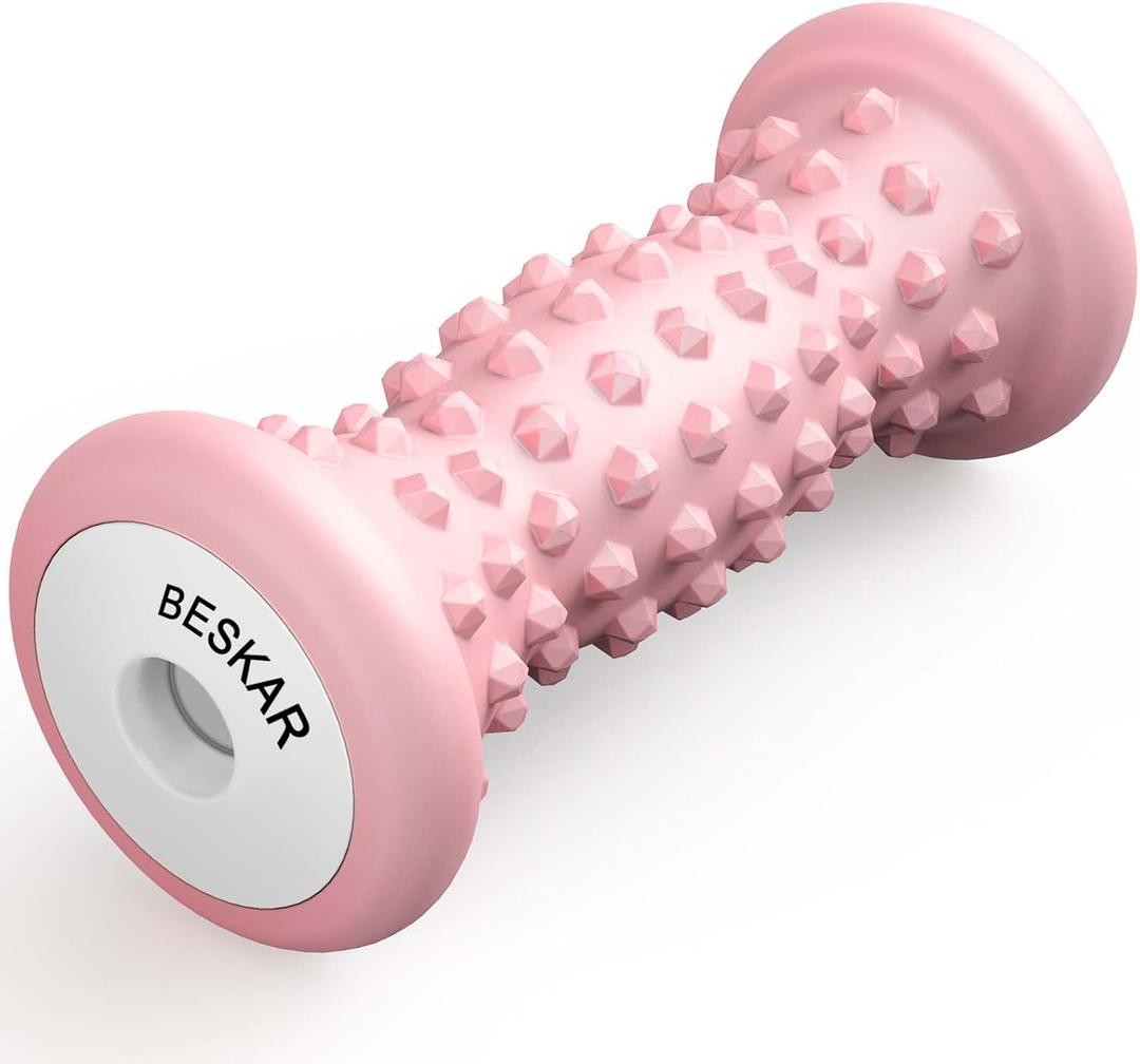 BESKAR Foot Massager Roller for Plantar Fasciitis Relief, Portable Feet Roller to Deep Tissue Muscle Massage, Foot Arch and Heel Pain, Reflexology Tool (Pink)