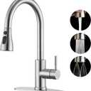 GAGALIFE Kitchen Faucets with Pull Down Sprayer - High Pressure Blade Spray Kitchen Sink Faucet, Brushed Nickel High Arc Single Handle Stainless Steel Classic Pull Out Spray Kitchen Faucet 1 or 3 Hole