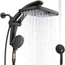 Rain Shower Head with Handheld High Pressure rainfall Shower Heads with Handheld Spray Combo Adjustable one-piece stand daul shower head Built-in Magnetic Docking and Power Jets-Black