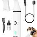 oneisall Dog Clippers with Double Blades,Cordless Small Pet Hair Grooming Trimmer,Low Noise for Trimming Dog's Hair Around Paws, Eyes, Ears, Face, Rump (White)