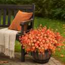 16 Bundles Artificial Flowers for Fall Outdoors Decoration - Fake Mums Faux Artificial Plants Plastic Flower No Fade for Harvest Halloween Thanks Giving Day Decor