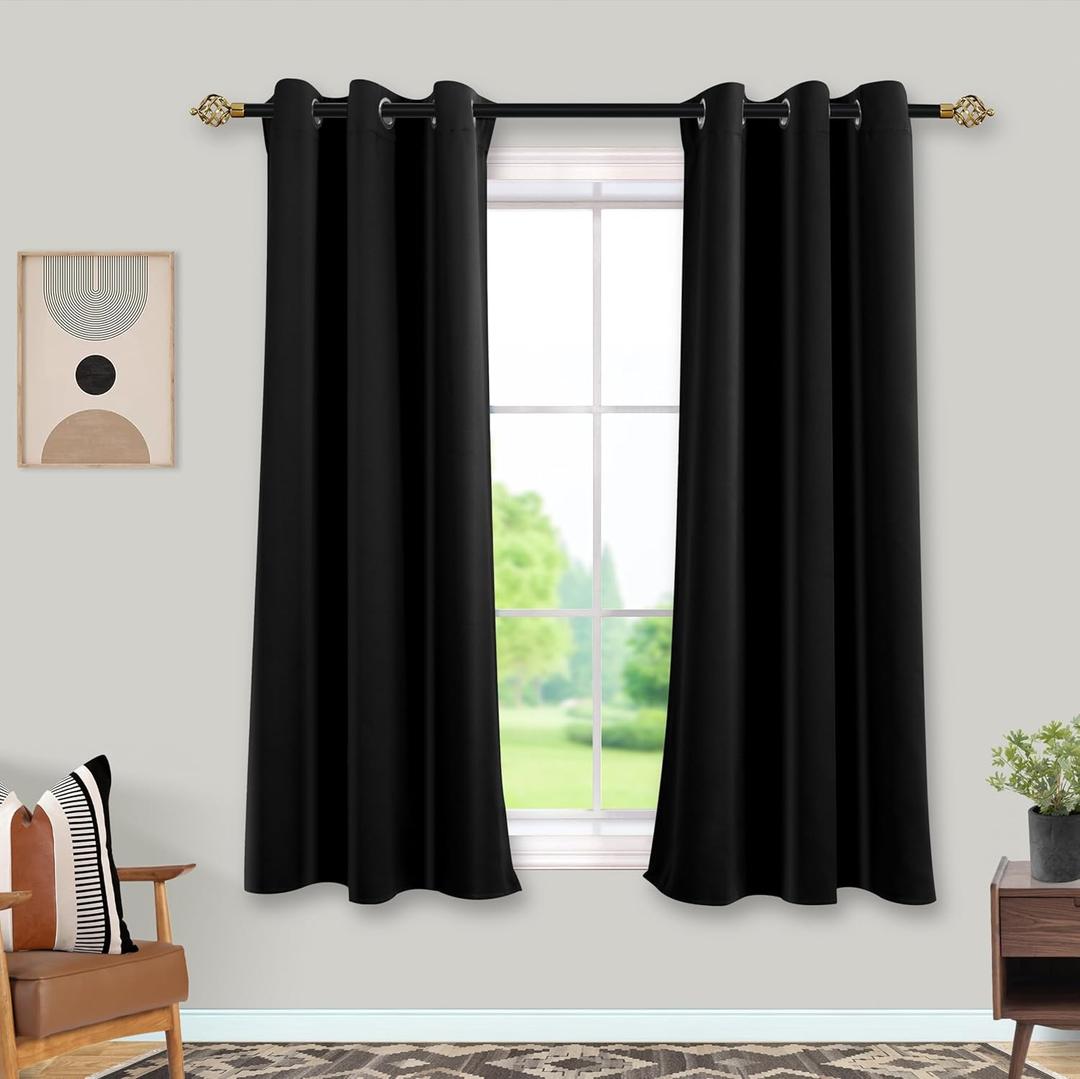 Mrs.Naturall 54 Inch Long Short Black Out Curtains for Windows,Room Darkening Thermal Blackout Curtains 54 in Length 2 Panels Set