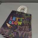 Spakon 12 Pieces Glow Party Bags Let's Glow in the Dark Goodie Bag with Handles Neon Party Gift Wrap Birthday Party Supplies Goodie Candy for Decorations