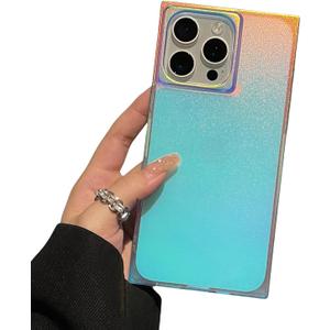 Rectangular for iPhone 15 Pro Max Case, Iridescent Color Changing, Shockproof Protective Matte Soft Translucent Phone Cover for iPhone 15 Pro Max 6.7"
