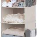 StorageWorks 6-Shelf Hanging Closet Organizer, Hanging Shelves for Closet, Fabric, Mixing of Beige, White & Ivory, 12" D x 12" W x 47 12" H