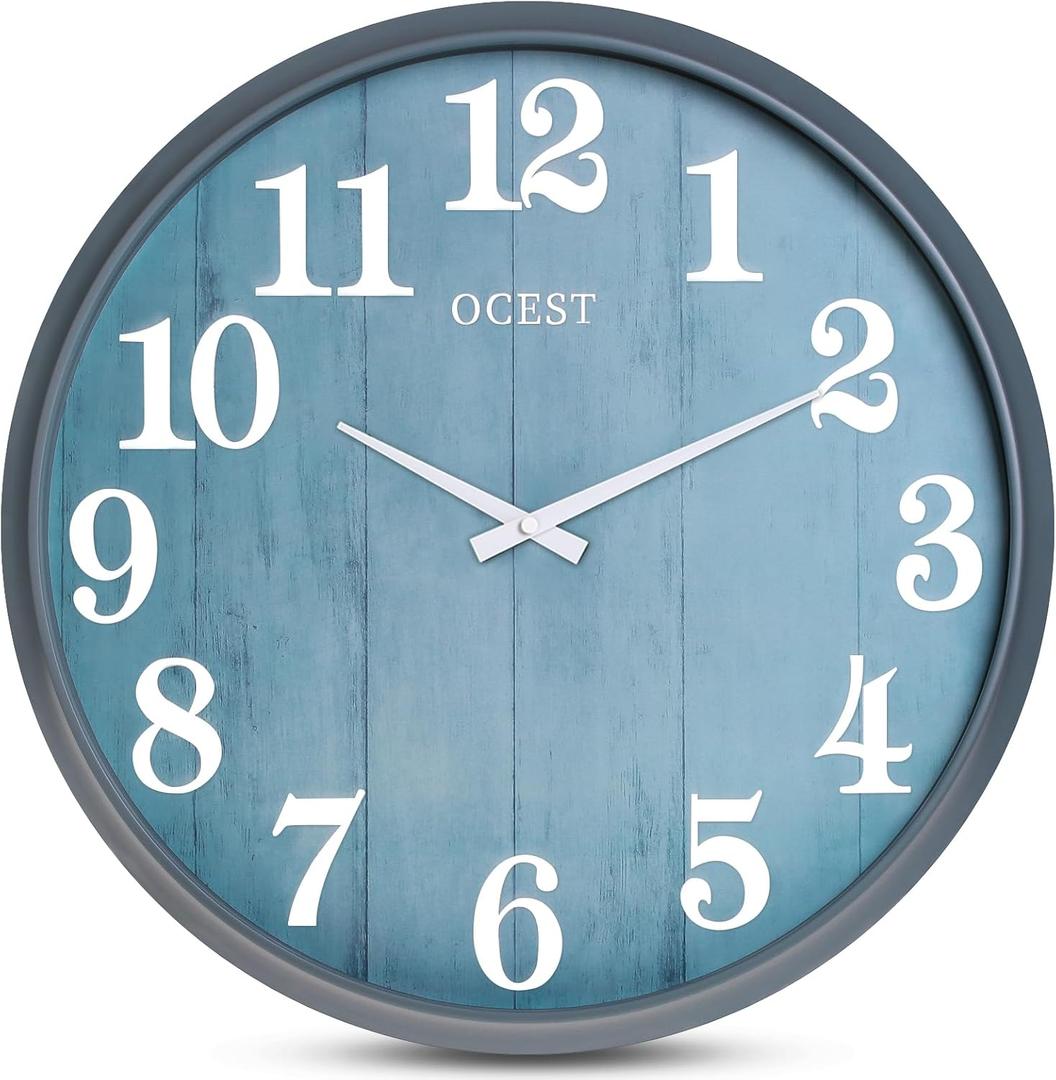 OCEST Large Indoor Outdoor Clock, 18 Inch Waterproof Oversized Wall Clock, Silent Battery Operated for Garden Pool Patio Living Room Office Decorative