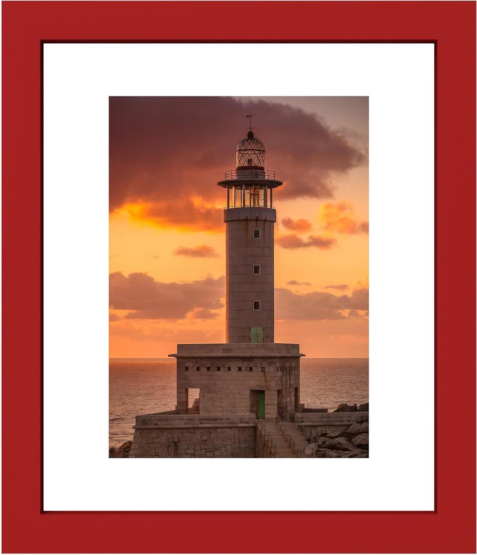 eletecpro 8x10 Red Floating Picture Frame, Real Double Glass Picture Frame for Wall Mount, Vertical or Horizontal Display Multi-Size Photos and Artworks up to 8 x 10 Inches, Home Decor