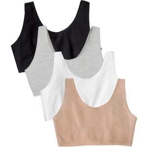 Fruit of the Loom Women's Multi-Pack Tank Top Style Sports Bra (38, Black/Heather Grey/Sand/White)