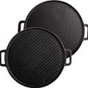 Lawei 12 Inch Cast Iron Griddles, 2-in-1 Reversible Grill/Griddle with Handle, Reversible Grill Plate Skillet for Stovetop, Gas Range, Electric Stovetop, Grill Open Fire