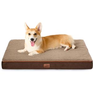 Bedsure Large Dog Bed for Crate - Orthopedic Waterproof Pet Beds with Removable Washable Cover, Egg Crate Foam Crate Mat, Suitable for Pet Up to 50 lbs (Brown)