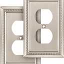 Henne Bery Sunken Pearls Heavy Duty Decorative Wall Plate Switch Plate Outlet Cover (Single Duplex, 2 Pack, Satin Nickel)