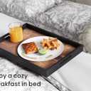 Fibogollo Set of 2 Wooden Serving Tray with Handles,Decorative Trays Platter,Breakfast Tray in Bed,Large Coffee Table TrayFood Drinks Trays for Eating,Working,Storing
