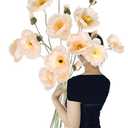 Fqueelvys Poppy Silk Flowers,6PCS Fake Poppy Flowers 41.3in Long Stem Poppies Flowers for Tall Vase Wedding Party Home Decor(Champagne)